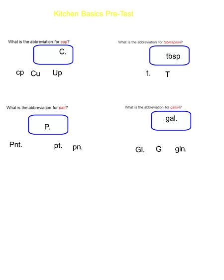 Kitchen Basics Pre-Test