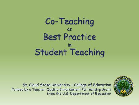 Co-Teaching as Best Practice in Student Teaching