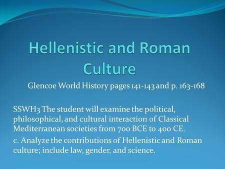 Hellenistic and Roman Culture