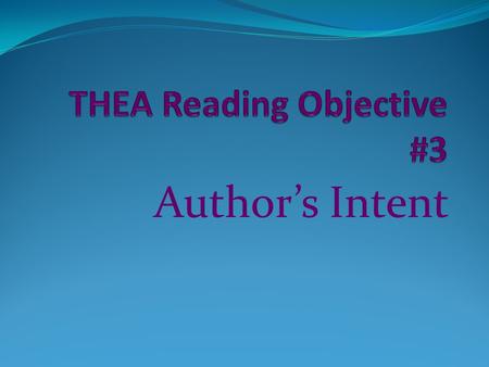 THEA Reading Objective #3