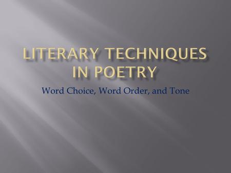 Literary Techniques in Poetry