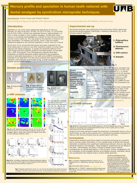 Mercury profile and speciation in human teeth restored with dental amalgam by synchrotron microprobe techniques Anna Bernaus, Xavier Gaona and Manuel Valiente.