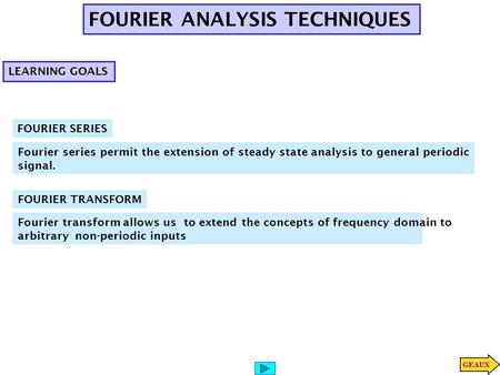 FOURIER ANALYSIS TECHNIQUES