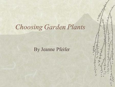 Choosing Garden Plants