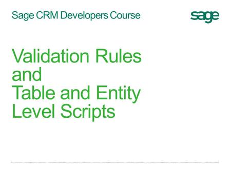 Sage CRM Developers Course