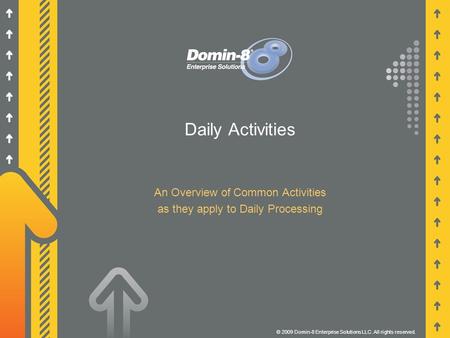 Daily Activities An Overview of Common Activities as they apply to Daily Processing © 2009 Domin-8 Enterprise Solutions LLC. All rights reserved.