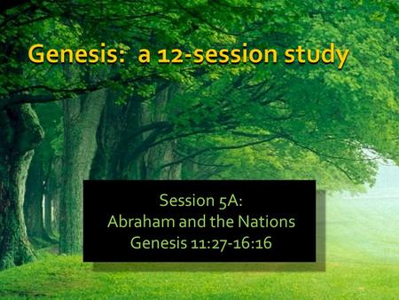 Genesis: a 12-session study