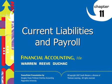 Click to edit Master title style 1 1 1 11 Current Liabilities and Payroll.