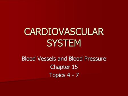 CARDIOVASCULAR SYSTEM