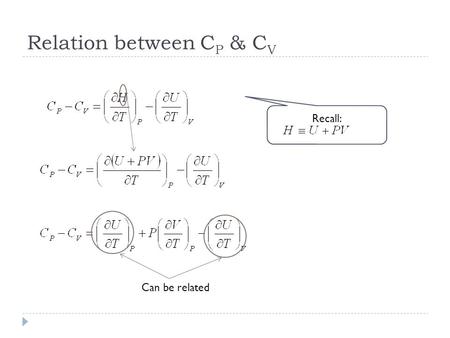 Relation between CP & CV