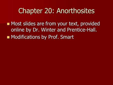 Chapter 20: Anorthosites