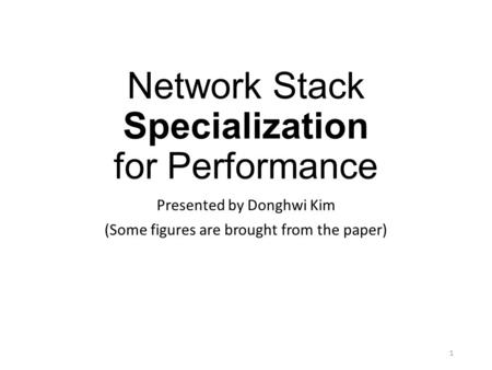 Network Stack Specialization for Performance