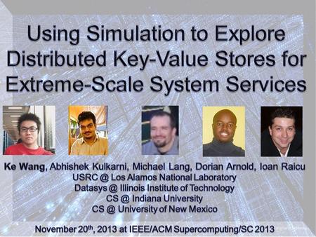 Extreme scale Lack of decomposition for insight Many services have centralized designs Impacts of service architectures  an open question Using Simulation.