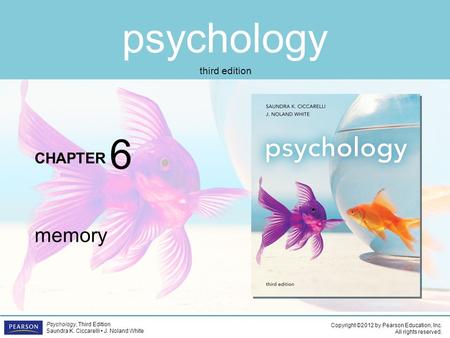 Psychology CHAPTER Copyright ©2012 by Pearson Education, Inc. All rights reserved. Psychology, Third Edition Saundra K. Ciccarelli J. Noland White third.