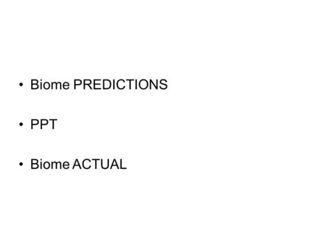 Biome PREDICTIONS PPT Biome ACTUAL.