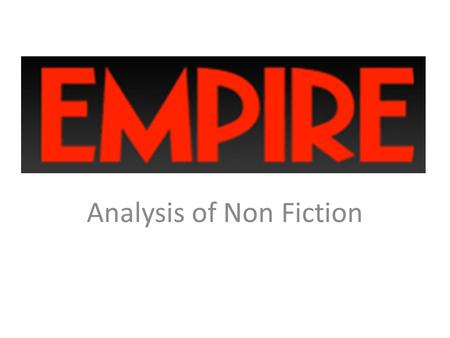 Analysis of Non Fiction. Key Aspects Categories Language Institution Audience Representation Narrative.