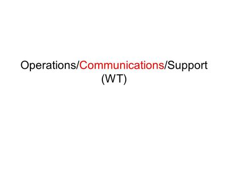 Operations/Communications/Support (WT). Current Situation Workflow Change Request Library Maintenance Communication and Capacity Building Next Steps.