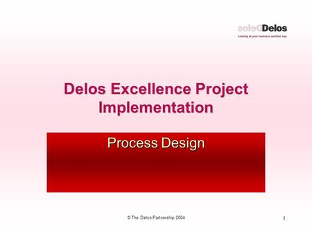 1 © The Delos Partnership 2004 Delos Excellence Project Implementation Process Design.