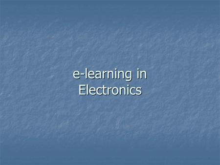 e-learning in Electronics