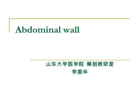 Abdominal wall 山东大学医学院 解剖教研室 李振华.