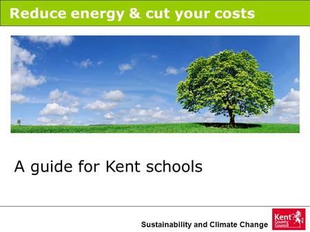 Sustainability and Climate Change Reduce energy & cut your costs A guide for Kent schools.