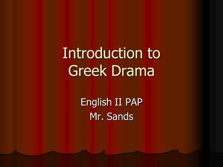 Introduction to Greek Drama