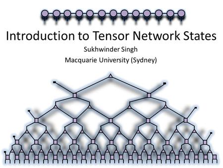 Introduction to Tensor Network States Sukhwinder Singh Macquarie University (Sydney)