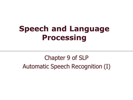 Speech and Language Processing