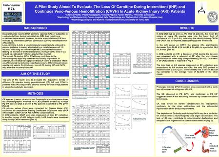 A Pilot Study Aimed To Evaluate The Loss Of Carnitine During Intermittent (IHF) and Continuos Veno-Venous Hemofiltration (CVVH) In Acute Kidney Injury.