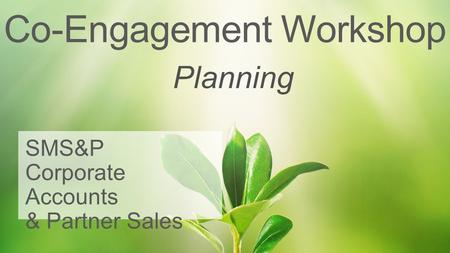 Co-Engagement Workshop SMS&P Corporate Accounts & Partner Sales Planning.