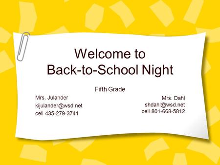 Welcome to Back-to-School Night