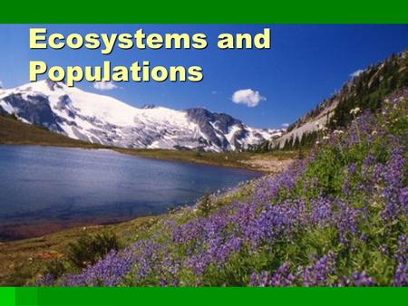 Ecosystems and Populations. Terms  Ecology: study of how organisms interact with each other and their non-living environment (biotic-living and abiotic-non.