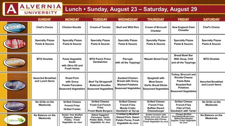 Beef and Wild RiceChef’s ChoiceChicken NoodleCream of TomatoCream of Broccoli Cheddar New England Clam Chowder Chef’s Choice Specialty Pizzas Pasta & Sauces.