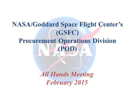 NASA/Goddard Space Flight Center’s (GSFC)