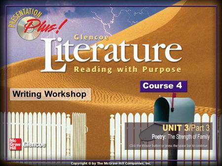 Writing Workshop. Unit 3/Part 3 Connecting to Literature In “who are you,little i,” E. E. Cummings reflects on looking out a window at a November sunset.