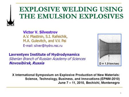 EXPLOSIVE WELDING USING THE EMULSION EXPLOSIVES