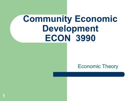 Community Economic Development ECON 3990