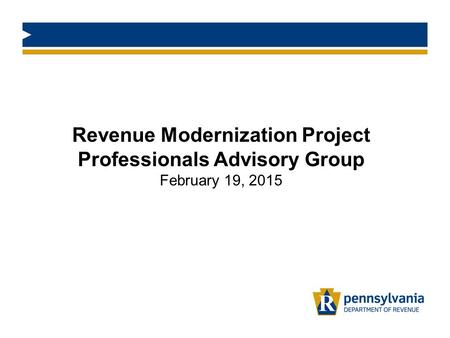 Revenue Modernization Project Professionals Advisory Group February 19, 2015.