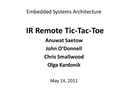 Embedded Systems Architecture