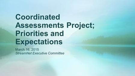 Coordinated Assessments Project; Priorities and Expectations March 16, 2015 StreamNet Executive Committee.