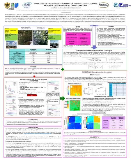 EVALUATION OF THE AEROSOL TYPE EFFECT ON THE SURFACE REFLECTANCE RETRIEVAL USING CHRIS/PROBA IMAGES OVER LAND Cecilia Tirelli 1, Ciro Manzo 2, Gabriele.