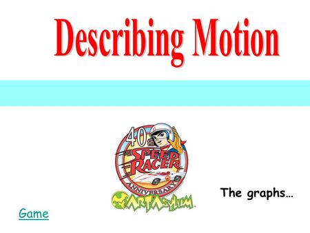 The graphs… Game. Today we are going to describe motion using motion graphs... First, let’s look at constant position, or no motion The object would have.