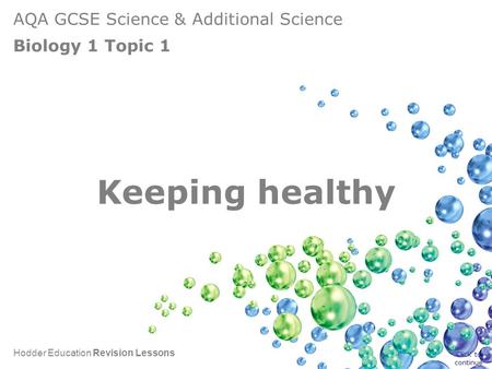 AQA GCSE Science & Additional Science Biology 1 Topic 1 Hodder Education Revision Lessons Keeping healthy Click to continue.