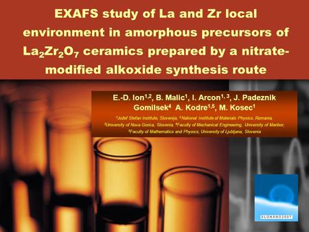 1 EXAFS study of La and Zr local environment in amorphous precursors of La 2 Zr 2 O 7 ceramics prepared by a nitrate- modified alkoxide synthesis route.