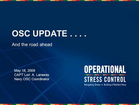 1 OSC UPDATE.... And the road ahead May 18, 2009 CAPT Lori A. Laraway Navy OSC Coordinator.