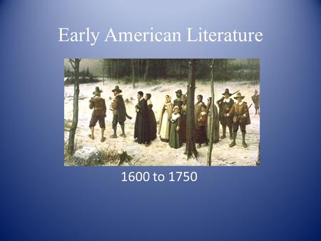 Early American Literature