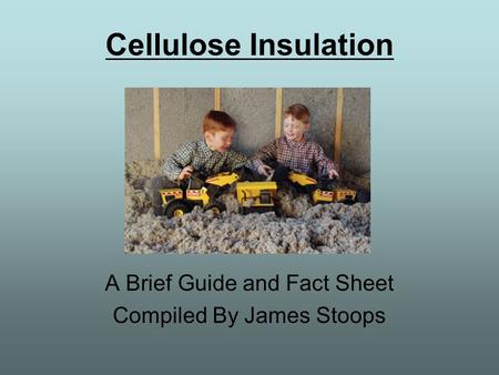 Cellulose Insulation A Brief Guide and Fact Sheet Compiled By James Stoops.