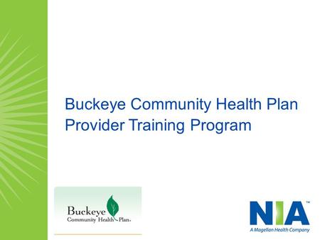 Buckeye Community Health Plan Provider Training Program.