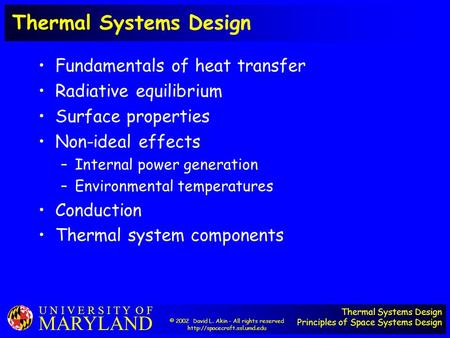 Thermal Systems Design