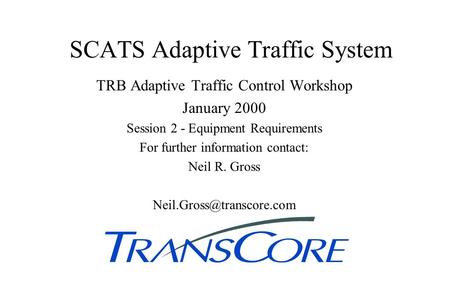 SCATS Adaptive Traffic System